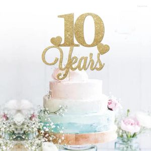 Fournitures de fête personnalisées 10 ans glitter gâteau topper anniversaire anniversaire gold gold 20 40 n'importe quel nombre décorations de couleur