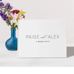 Fournitures de fête Personnalisez le livre d'hôtes de mariage moderne paysage des choix de couleurs de baby shower blanches disponibles.