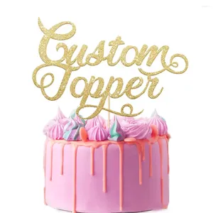 Fournitures de fête Personnalisés gâteau Topper |Décoration personnalisée avec n'importe quel texte Multicolor paillettes retraite d'anniversaire de mariage décoratio