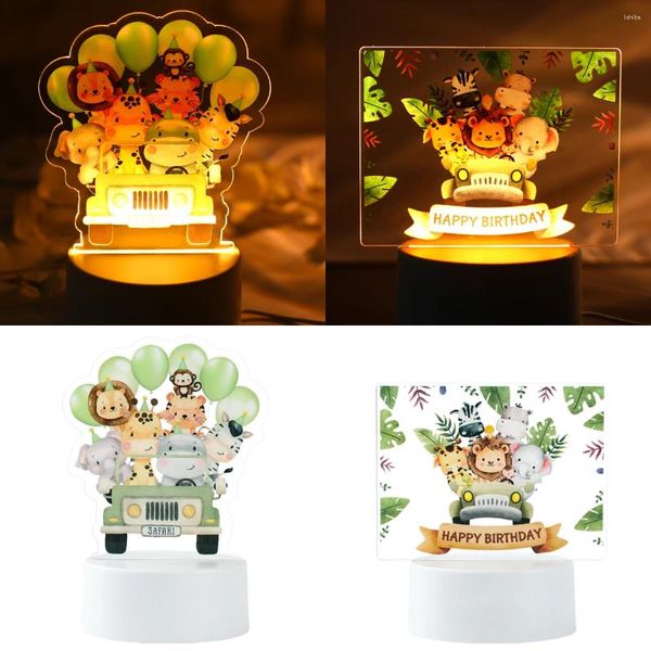 Fournitures de fête Personnalisé Enfants Animal LED USB Veilleuse Nom Personnalisé Lampe Acrylique Pour Bébé Enfants Chambre Décoration De La Maison Cadeau D'anniversaire