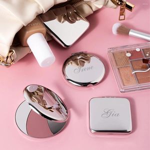 Fournitures de fête Miroir compact argenté personnalisé Silver Pocker Pocket personnalisé avec cadeau pour ses cadeaux de mariage