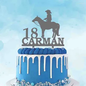 Décoration de gâteau d'équitation personnalisée, fournitures de fête, nom personnalisé, âge homme cheval pour décoration d'anniversaire