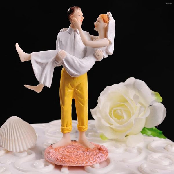 Fournitures de fête Le marié romantique personnalisé embrasse la mariée Figurine Cake Topper pour la Saint-Valentin Gift Beach Wedding Festival