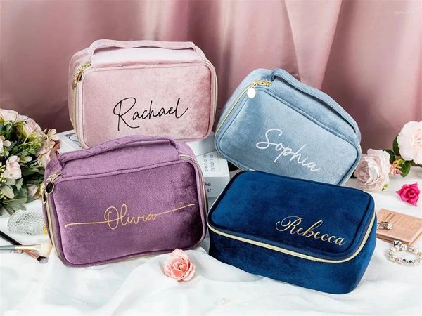 Suministros de fiestas Bag personalizada de maquillaje de terciopelo