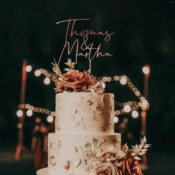Fournitures de fête Cake de mariage personnalisé Topper Custom mariée Noms de marié MR et Mme Toppers Nom de la décoration anniversaire