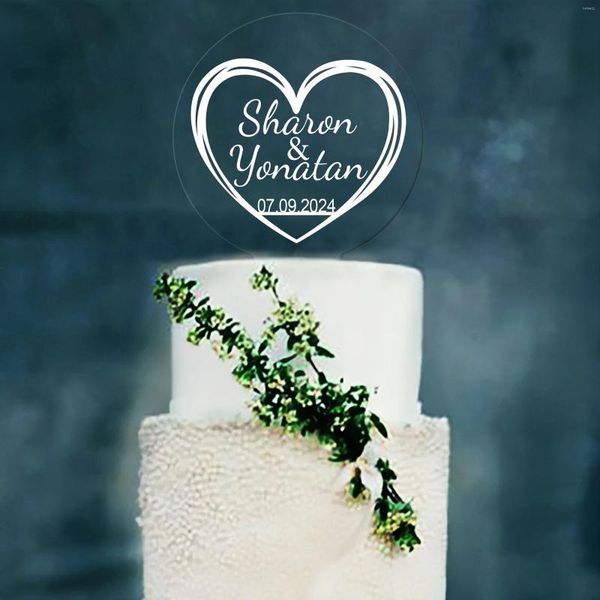 Supplies de fête Cake de mariage personnalisé Topper Custom Acrylic décorations de fiançailles cadeau d'anniversaire personnalisé tout texte