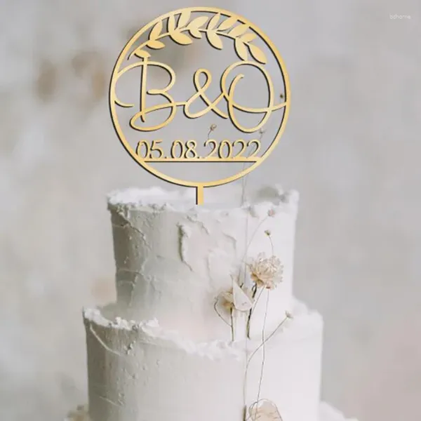 Suministros de fiesta Topper de pastel de bodas personalizados con corona rústica/cruz |Decoración de aniversario Nombre de pareja personalizada