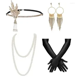Fournitures de fête Pessenar 1920 Flapper Gatsby Accessoires de costumes Set 20S Band Gants Collier de perle vintage