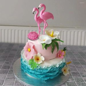 Fournitures de fête Pink Flamingo Cake Toppers Birthday Decor Summer Beach Tropical Hawaii Wedding Aloha