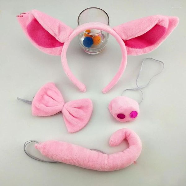 Fournitures de fête, bandeau oreilles de cochon rose, ensemble de queue de nez, décoration de noël et d'halloween