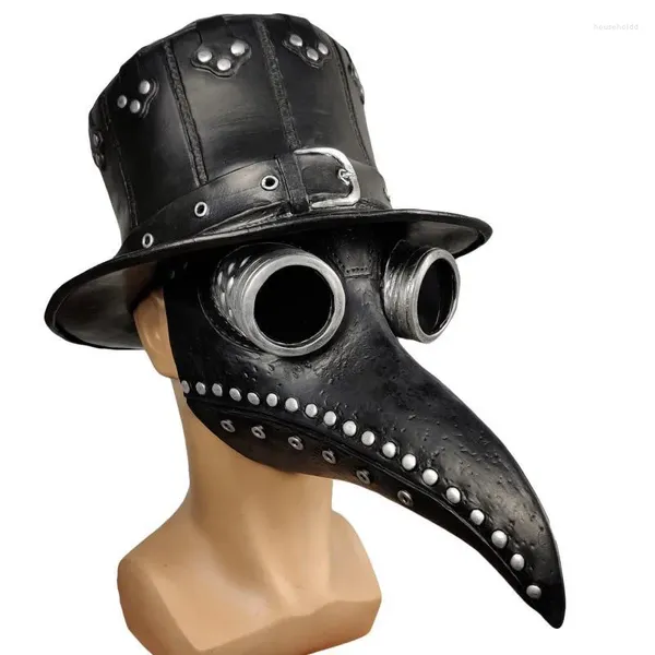 Masque noir de docteur de la peste pour adultes, fournitures de fête, bec d'oiseau à Long nez, Steampunk en Latex, accessoires de Cosplay d'halloween
