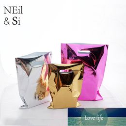 Feestartikelen Plastic Glanzende Gift Bag Winkelcentrum Boodschappen Kleding Verpakking Rose Gold Silver Foil Tassen Gratis