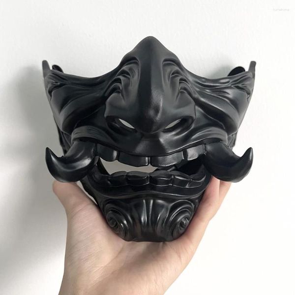 Articles de fête Prajna Démon Diable Masque Cosplay Oni Samurai Fantôme Effrayant Horreur Résine Masques Visage Adulte Unisexe Halloween Prop Accessoires