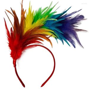 Fournions de fête jolies femmes colorées de cheveux plumes cerceau de mode bande de couches de section de la tête