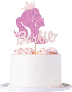 Feestartikelen Prinses Taart Topper Roze Glitter Meisje Toppers Voor Bruiloft Bruids Douche Baby Verjaardag Decoraties