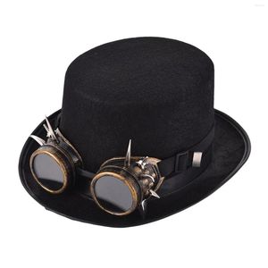 Fournitures de fête Punk Steampunk Chapeau avec lunettes Noir Top élégant pour hommes femmes bricolage vous-même accessoires mascarade Costume Durable