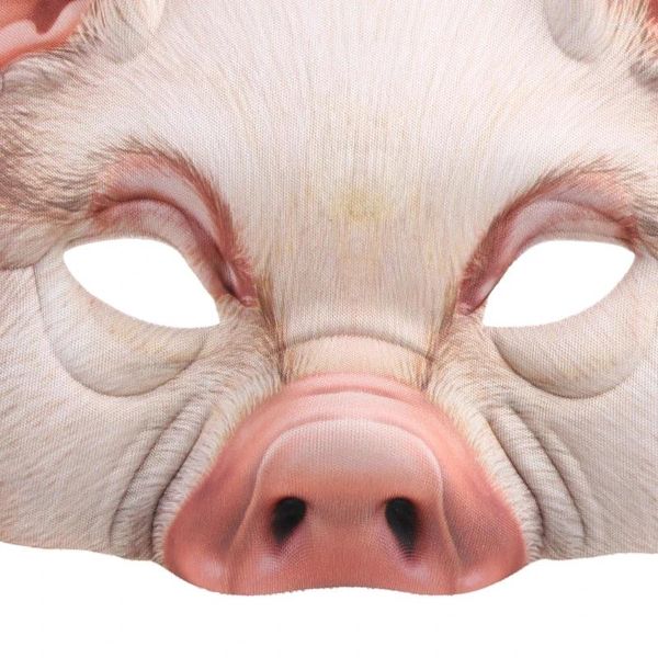 Fournitures de fête Q0ke Halloween 3d Pig Animal Half Face Mask Masquerade Cosplay Costume