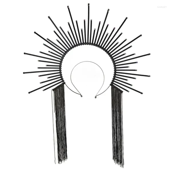 Fournitures de fête Q0ke Halos Tiaras Tiaras Tiarband Femmes Costume Black Headpice Gothics Hair Accessoires