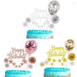 Party Supplies Q6PE SHEMERING STAR BALLONTACK Cake Decorating Paper Fan Cupcake
