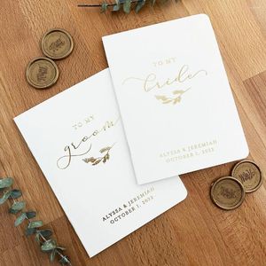 Fournitures de fête Livre de vœux de mariage en aluminium véritable #14 – Ensemble de vœux de mariée et de marié Doré Rose S