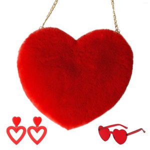 Fournitures de fête Sac en peluche de coeur rouge