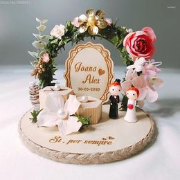 Feestbenodigdheden ringbox houder aangepaste logo verloving huwelijksvoorstel bloemen boog bruid bruidegom kussen bruiloft decor valentines cadeau