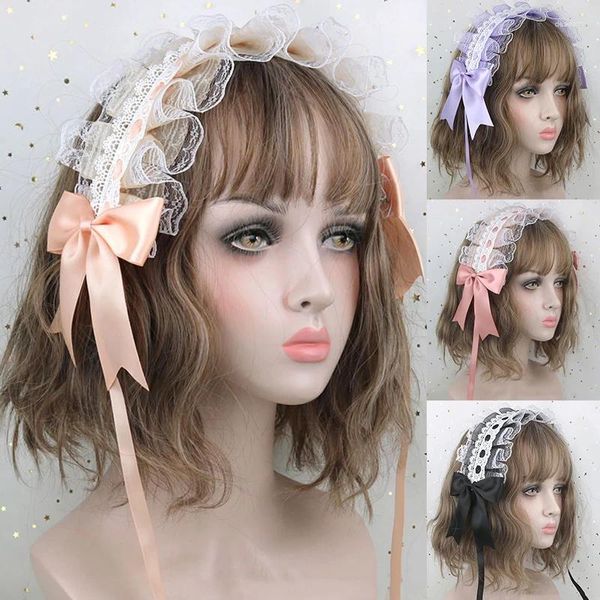 Party Supplies Ruffled Lolita Ribbon Bowknot Bandband Cosplay Headpiece Migne Sweet Hair Hoop Band Maid Bandband Accessoires