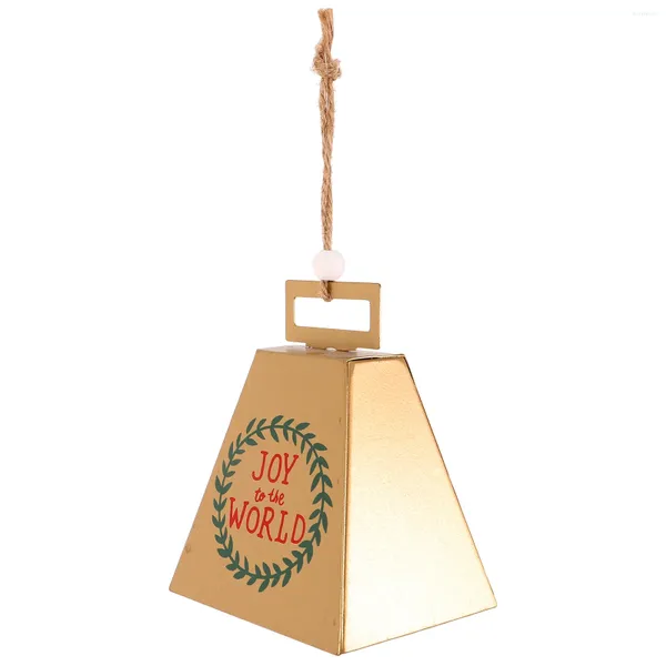 Fournitures de fête Décoration du Père Noël en fer Carillon à vent de Noël Pendentif Ornement suspendu Cloche de vache Unique DIY Accessoire de Noël Compact