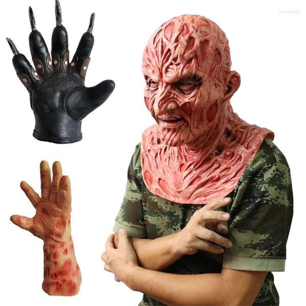 Suministros de fiesta Scary Freddy Mask Horror Zombie Payaso Disfraz Accesorios de Halloween Látex Carnaval Krueger Cosplay Anime Guantes para la cara
