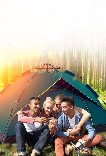 Fournitures de fête ombre camping 2-3-4 personnes épaisse imperméable à la pluie tente automatique type de ressort ouverture rapide protection solaire repos en plein air