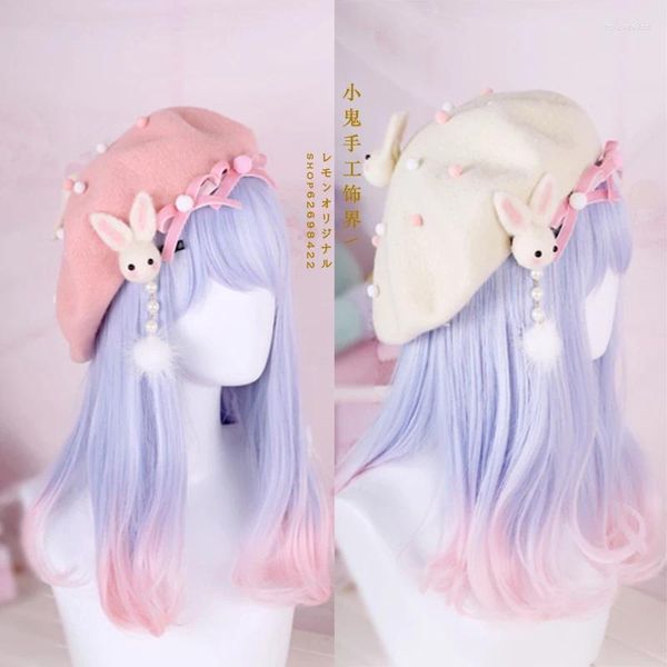 Chapeau de Biscuits doux pour filles, fournitures de fête, béret de peintre en laine, épingle à cheveux avec dossier latéral, accessoires pour cheveux Lolita, printemps et automne