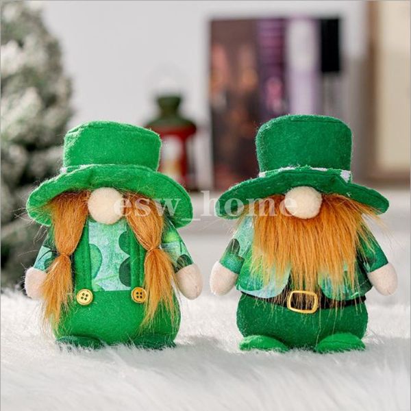 Poupée Gnome de la Saint-Patrick, Tomte suédoise, chapeau vert scandinave, trèfle en peluche, décoration de Festival irlandais, vente en gros, fournitures de fête