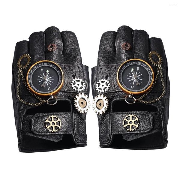 Fournions de fête Steampunk médiéval pirate pu cuir en cuir sans doigt gants gants hommes femmes cosplay costumes accessoires hip hop halloween robed up up