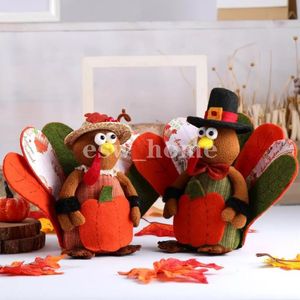 Suministros para fiestas, pavo relleno de felpa, pavo de Acción de Gracias, decoraciones de mesa, calabaza, pavos, pareja, adornos de muñecas para decoración del hogar