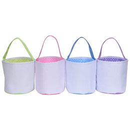 Fournitures de fête Sublimation Blank DIY Sac cadeau de Pâques Paniers Sacs Célébration Pochette de rangement de Noël Sac à main pour enfants Chasse Candy bb0129