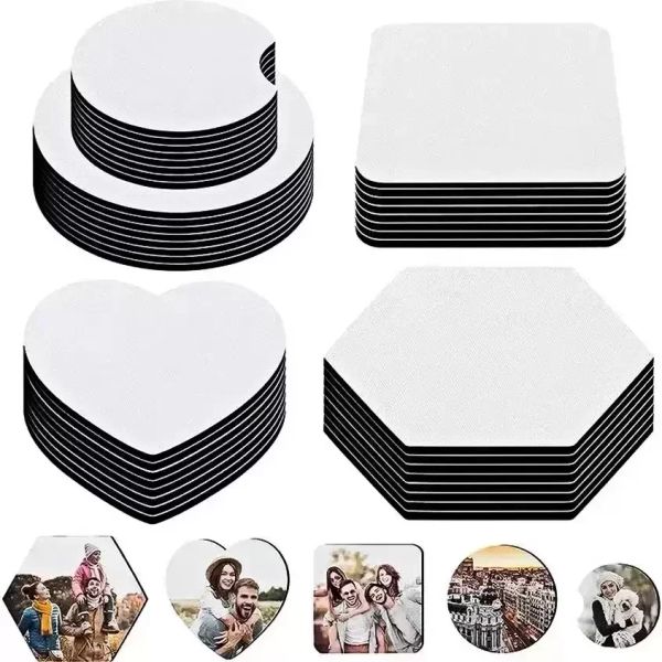 Fournitures de fête Sublimation Blancs Coaster DIY Voiture Porte-Gobelet Blanc Tasse Pad Tapis pour Cadeaux Artisanat Imprimable Presse À Chaud Produits