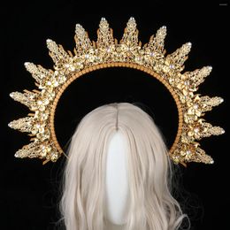 Party Supplies Sun Goddess Halo Crown Baroque Golden Headpiece KC Tiaras Wedding Girls Lolita Exagéré Poshoot