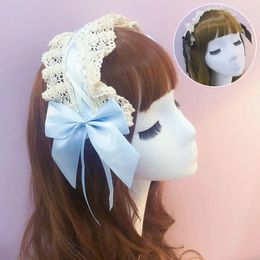 Suministros de fiesta Diabarra de lolita dulce Cosplay Cosplay Hair Hoop Anime Maid Lovely Headwear Bowknot Lace Trim Accessorie