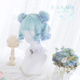 Feestvoorraden Synthetische Lolita Cosplay Kerst Halloween Bob Wig Harajuku Wave Vrouw kort met luchtponsen Natuurlijk nep haar