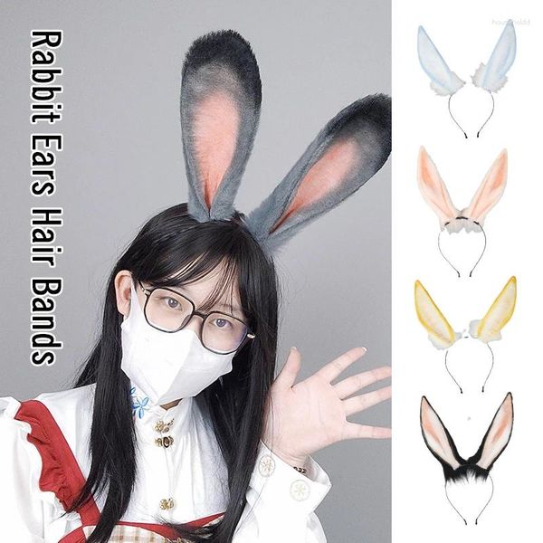 Suministros para fiesta, diadema con orejas caídas de felpa de conejito, diadema para el pelo de Cosplay para mujer, diademas de piel sintética peludas de dibujos animados, accesorios de Lolita