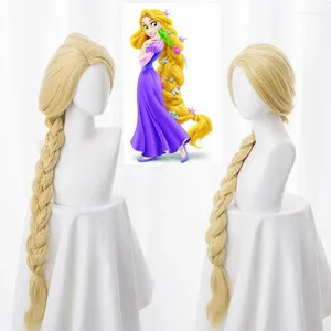 Perruque synthétique princesse emmêlée longue et lisse de 120cm, perruque Super Cosplay blonde, casquette de dessin animé raiponce, fournitures de fête