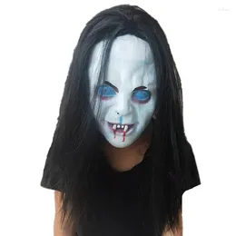 Feestbenodigdheden angstaanjagend Sadako Ghost Head Cover Halloween Makeup Ball Rekwisieten Email Huismasker