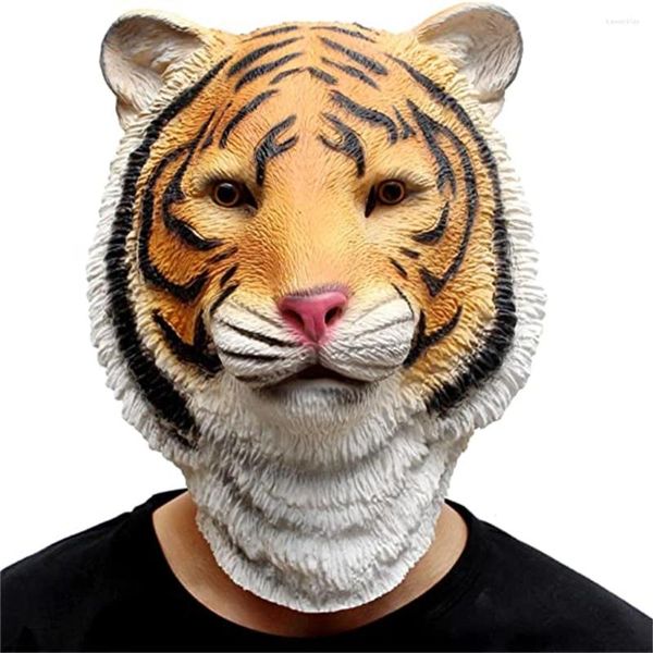 Fournitures de fête Tiger Mask Animal Wild Latex Full Head Masques réalistes Halloween Fancy Dress Cosplay Nouveauté Costume accessoire