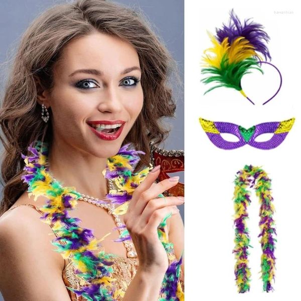 Suministros de fiesta Tricolor Eymask Feathers Diabar