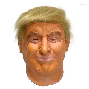 Feestbenodigdheden Trump latex vol hoofd gezicht menselijk masker voor festival Halloween Paaskostuum Donald Presidential Cosplay -fans