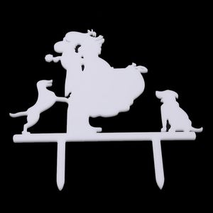 Fournitures de fête Gâteau de mariage Unique Topper Bride Groom Silhouette 2 Dog Decorations Autre événement