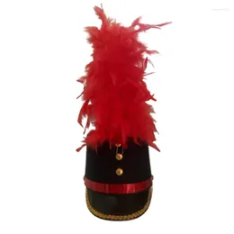 Fournitures de fête unisexe armée Performance chapeaux avec plumes Festival chapeaux militaire tambour casquette carnaval chanteur danseur accessoires