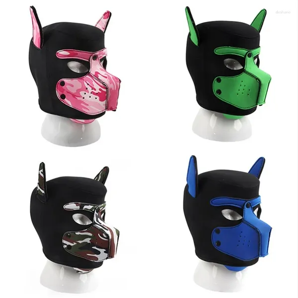 Party Supplies Unisexe Costumes Cosplay Cosplay of Men Femmes Femmes Open Bouche Rubber Pladed Full Face Fetish Head Hood Mask Halloween Dog Roleplay