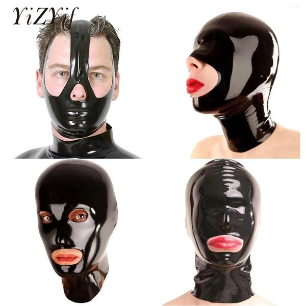 Masque en latex unisexe, fournitures de fête, jeu de rôle sexy, en caoutchouc brillant, yeux ouverts et couvre-chef, capuche complète pour masques de costumes de cosplay