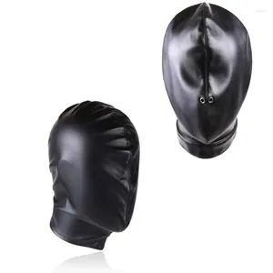 Suministros de fiesta unisex mujeres cosplay mascarilla facial de halloween sexy pu cuator máscaras con cordón completo capó para juego de roles